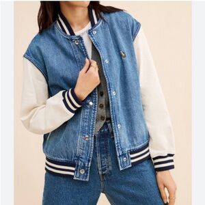 Polo Ralph Lauren Rigid Denim Bomber Jacket Size Large Women’s
